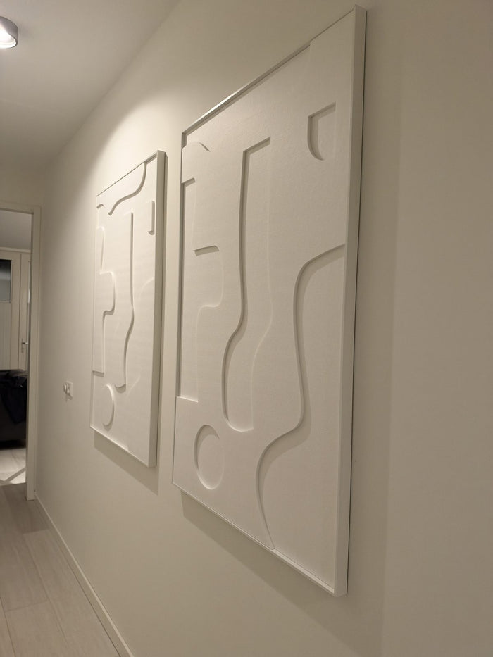 Akoestisch kunstwerk | Twin Liv | Gebroken wit | Witte lijst | foto 4 van 6