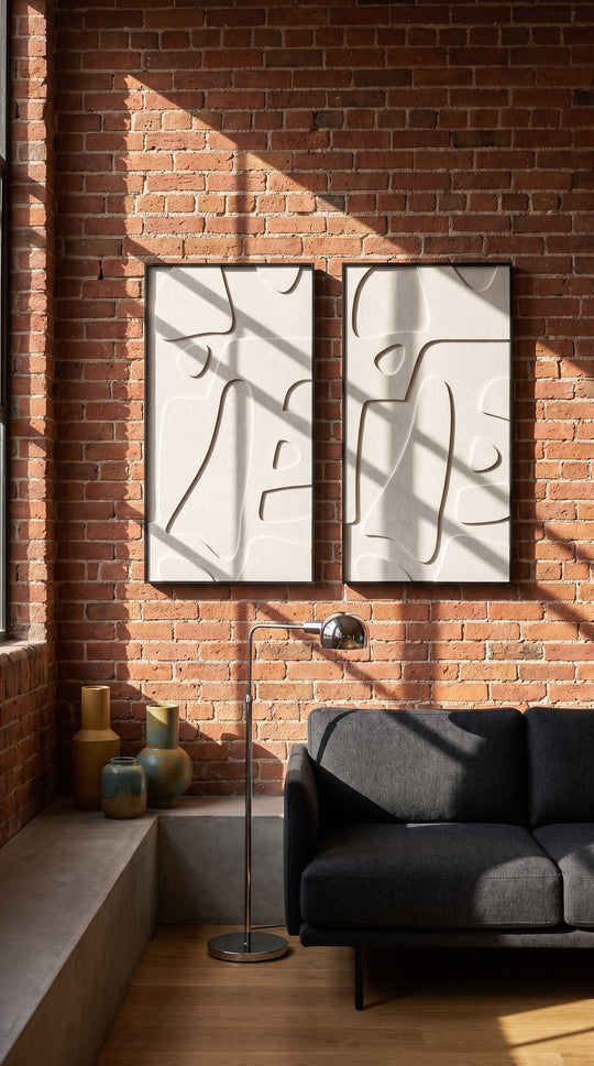 Petterns akoestisch kunstwerk | Bone in de kleur gebroken wit (Twin)