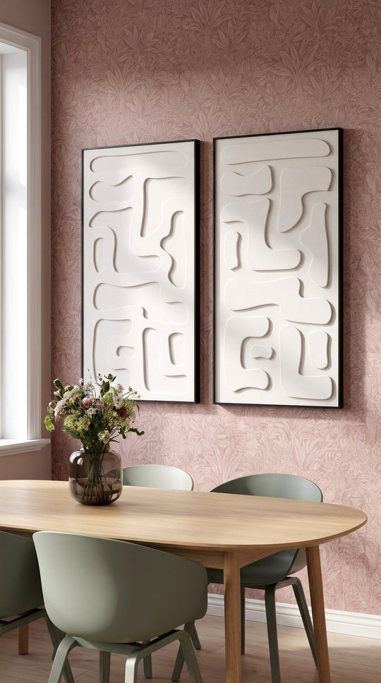Petterns akoestisch kunstwerk | Hieroglyph in de kleur gebroken wit (Twin)