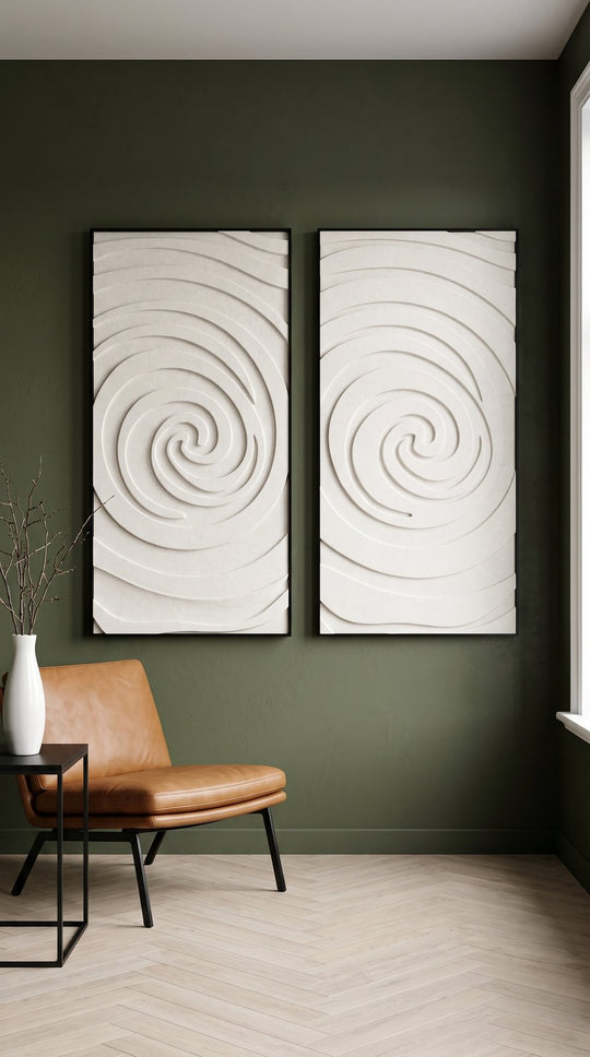 Petterns akoestisch kunstwerk | Swirl in de kleur gebroken wit (Twin)