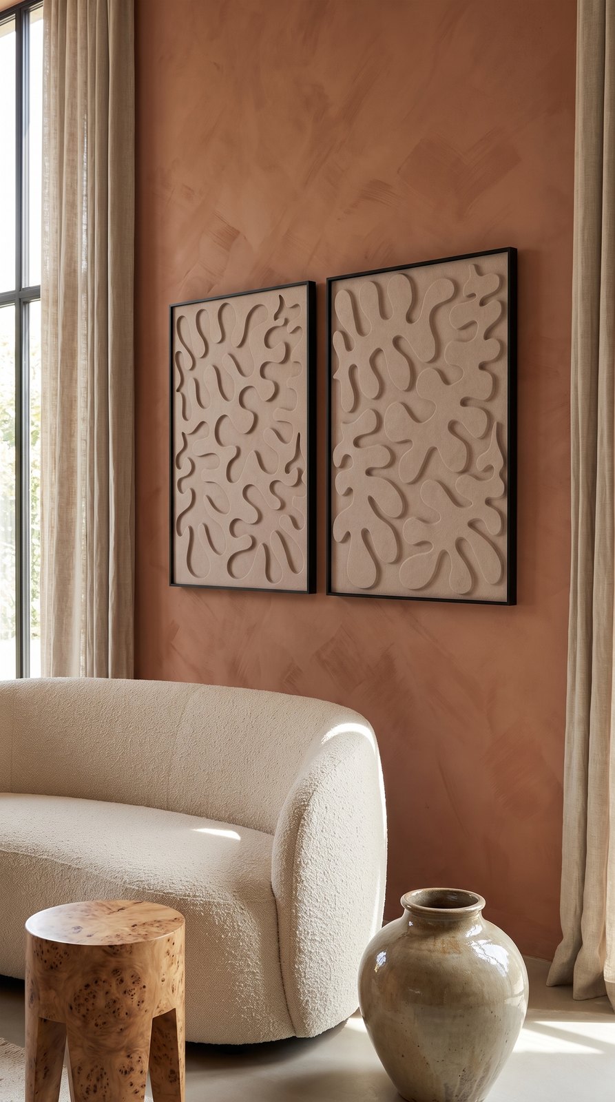 Petterns akoestisch kunstwerk | Leaves in de kleur zand (Twin)