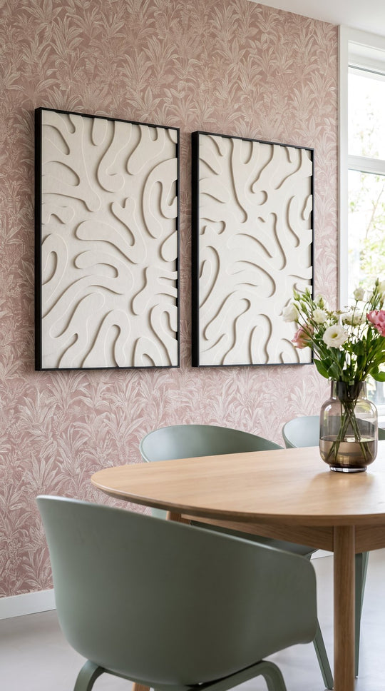 Petterns akoestisch kunstwerk | Plants in de kleur gebroken wit (Twin)