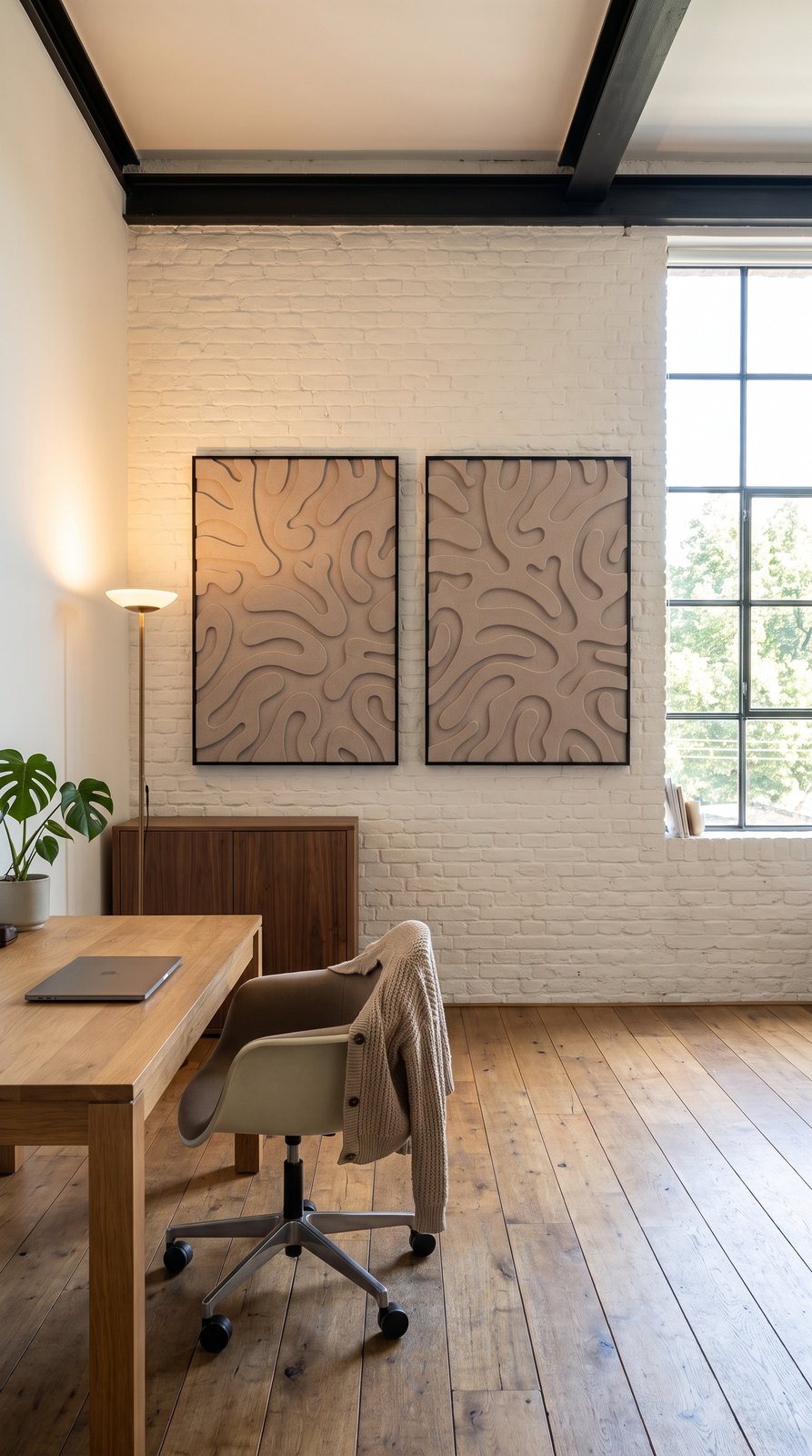 Petterns akoestisch kunstwerk | Plants in de kleur zand (Twin)