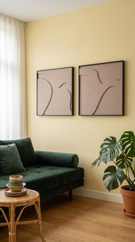 Petterns akoestisch kunstwerk | Cow in de kleur zand (Twin)
