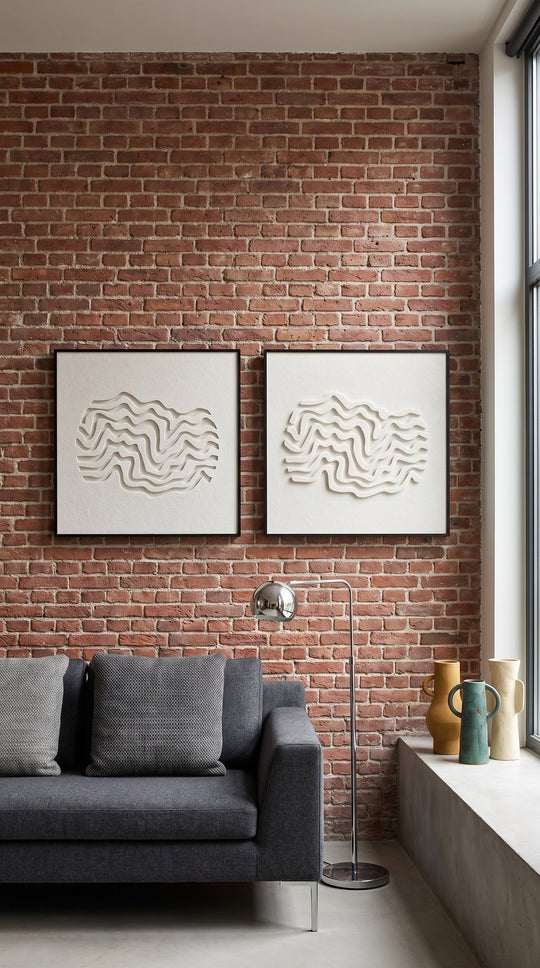 Petterns akoestisch kunstwerk | Wave in de kleur gebroken wit (Twin)