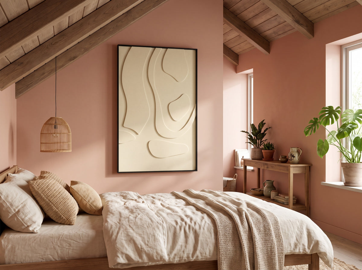 Slaapkamer met akoestisch kunstwerk People | Akoestisch kunstwerk