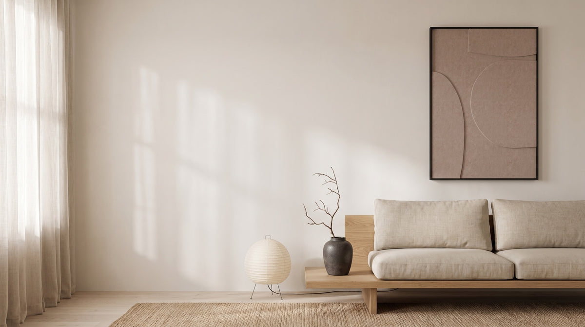 Petterns akoestisch kunstwerk in een japandi-interieur (hero)